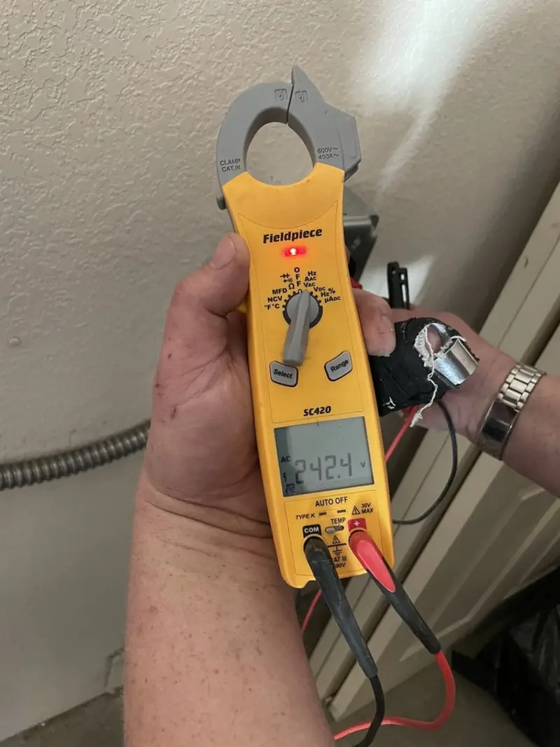 Voltage testing with clamp meter during Generator Installation in Moorpark